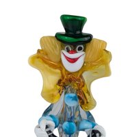 Vintage Art Glass Clown Figurine: Handmade Statue, Circus Decor