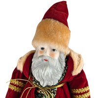 Vintage Roman 18" Santa Claus Figure with Toy Sack - Ceramic & Plush - Christmas Decor - Collectible Santa