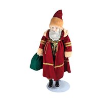 Vintage Roman 18" Santa Claus Figure with Toy Sack - Ceramic & Plush - Christmas Decor - Collectible Santa