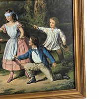 Vintage Framed Blind Man's Bluff Currier and Ives Print, 19th Century Art, American History, Game Room Decor, Gift for Collector