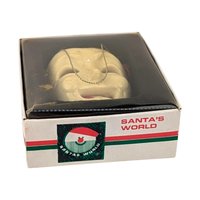 Vintage 1984 Kurt Adler Santa's World Porcelain Mask Ornament, Comedy Mask, Harlequin, Christmas Ornament