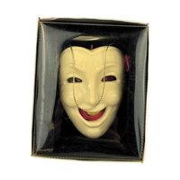 Vintage 1984 Kurt Adler Santa's World Porcelain Mask Ornament, Comedy Mask, Harlequin, Christmas Ornament