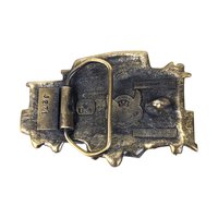 Vintage 1976 Chicago Caboose Belt Buckle | Brass and Enamel Buckle | Train Memorabilia | Gift for Train Enthusiast
