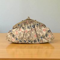 Vintage Floral Carpet Bag, Small Handbag with Mirror, Tapestry Purse, Victorian Style Bag, Gift for Her