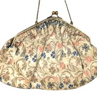 Vintage Floral Carpet Bag, Small Handbag with Mirror, Tapestry Purse, Victorian Style Bag, Gift for Her
