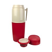Vintage Red Thermos with Handle - Retro Kitchenware - Picnic Thermos - Insulated Beverage Container