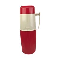 Vintage Red Thermos with Handle - Retro Kitchenware - Picnic Thermos - Insulated Beverage Container