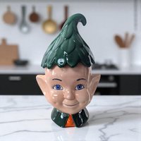 Vintage Pixie Elf Cookie Jar, Ceramic Cookie Jar, Christmas Cookie Jar, Holiday Decor, Kitchen Decor, Retro Elf, Pixie