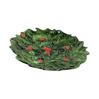 Vintage 1973 Atlantic Mold Holly Berry Christmas Plate, Ceramic Holly Plate, Hand-Painted Holiday Decor, Signed "Sue '73"