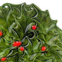 Vintage 1973 Atlantic Mold Holly Berry Christmas Plate, Ceramic Holly Plate, Hand-Painted Holiday Decor, Signed "Sue '73"