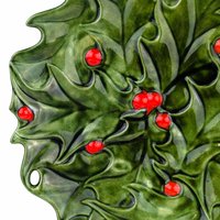 Vintage 1973 Atlantic Mold Holly Berry Christmas Plate, Ceramic Holly Plate, Hand-Painted Holiday Decor, Signed "Sue '73"