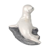 Vintage Ceramic Sea Lion Figurine, Hand-Painted White Sea Lion Sculpture, Nautical Decor, Ocean Animal Statue, Gift for Animal Lover