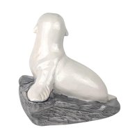 Vintage Ceramic Sea Lion Figurine, Hand-Painted White Sea Lion Sculpture, Nautical Decor, Ocean Animal Statue, Gift for Animal Lover