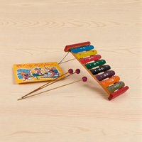 Vintage Taiyo Melody Xylophone, 8.5" Long, 3 Drumsticks, Music Sheet, Collectible Toy, Musical Instrument, Gift for Child