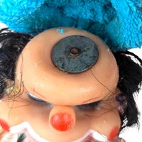 Vintage Handmade Wood Block Clown Doll, Plaid and Pink Outfit, Collectible Toy, Unique Gift