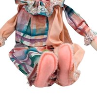 Vintage Handmade Wood Block Clown Doll, Plaid and Pink Outfit, Collectible Toy, Unique Gift