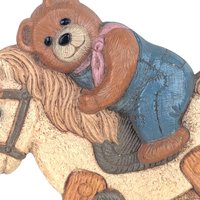 Vintage Frankie's Designs Bear on Rocking Horse Wall Hanging: Nursery Decor