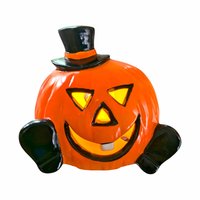 Vintage Halloween Jack O' Lantern Light, Ceramic Pumpkin, Light Up Decor, Retro Halloween, Collectible