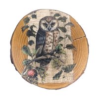 Vintage Wood Slice Coasters (Set of 6): Nature Fairy & Bird Designs