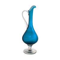Vintage Cobalt Blue Art Glass Decanter Set: Mid-Century Modern Barware