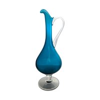 Vintage Cobalt Blue Art Glass Decanter Set: Mid-Century Modern Barware