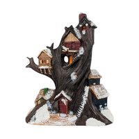 Vintage Handpainted Ceramic Halloween Treehouse Light: Spooky Lit Decor