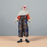 Vintage Sitting Clown Doll: Plaid Pants, Collectible Decor