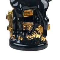 Vintage Black Ceramic Horse Lamp: Gold Accent Equestrian Decor