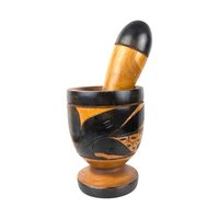 Vintage Wooden Mortar and Pestle: Rustic Kitchen Decor Spice Grinder