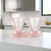 Vintage Creamer and Sugar Set in Pink Glass, Complete Art Deco 3 Piece Tray Set for Coffee Bar or Tea Party