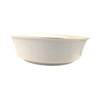 Vintage Lenox White Lace Bowl, 9 Inch Cream Porcelain Serving Dish with Gold Rim, Elegant Floral Dinnerware, Wedding or Hostess Gift