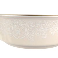 Vintage Lenox White Lace Bowl, 9 Inch Cream Porcelain Serving Dish with Gold Rim, Elegant Floral Dinnerware, Wedding or Hostess Gift