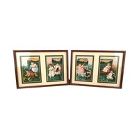 Vintage Sasparilla Advertising Cards: Children & Dogs Framed Wall Decor (Set of 2, 10.5x8")