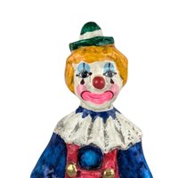 Vintage Paper Mache Clown Figurine, 12 Inch Clown, Handmade Clown, Collectible Clown, Circus Decor, Whimsical Decor