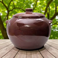 Vintage Watt Pottery Bean Pot 76 with Lid, 6.5" Tall, Brown Crock, Kitchen Decor, Farmhouse Style, Collectible Stoneware