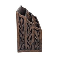 Vintage Lerner Carved Style Plastic Desk Organizer, Faux Wood Letter Holder, Office Storage