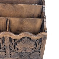 Vintage Lerner Carved Style Plastic Desk Organizer, Faux Wood Letter Holder, Office Storage
