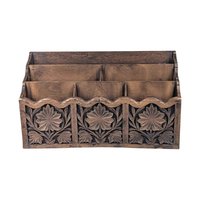 Vintage Lerner Carved Style Plastic Desk Organizer, Faux Wood Letter Holder, Office Storage