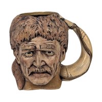 1976 Davy Crockett Ceramic Mug, American Frontier Collectible, Coonskin Cap Portrait Mug