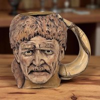 1976 Davy Crockett Ceramic Mug, American Frontier Collectible, Coonskin Cap Portrait Mug