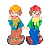 1975 Ceramic Two-Face Clown Bank Pair, Vintage Happy Sad Piggy Banks, Circus Decor