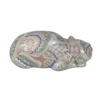 Vintage Ceramic Sleeping Cat Figurine Hand Painted Made in China Pet Lover Gift Decorative Animal Statue Shelf Decor