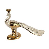 Vintage Bel-Ar Pottery Lusterware Peacock Figurine USA Ceramic Bird Gold Accents Elegant Home Decor Gift for Collectors
