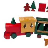 1994 Handpainted All Wood Christmas Train Set 22 Piece Holiday Decor