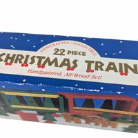1994 Handpainted All Wood Christmas Train Set 22 Piece Holiday Decor