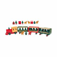 1994 Handpainted All Wood Christmas Train Set 22 Piece Holiday Decor