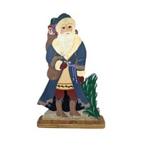 Vintage Hand Painted Santa Figure, Wooden Folk Art Santa, Holiday Decor, Handmade Christmas, Detailed Santa, Unique Christmas Gift