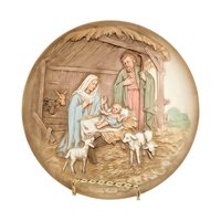 Vintage Homco Nativity Set, Ceramic Christmas Plate and Bell, Religious Holiday Decor, Gift for Christian