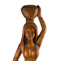 Vintage Hand-Carved Wooden Woman with Bowl Sculpture - 24"  African Art - Tribal Art - Wood Statue