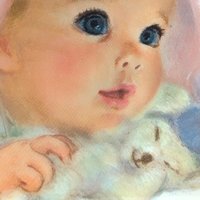 Vintage 1960s Framed Baby Print: Northern Tissue Advertisement Nursery Decor